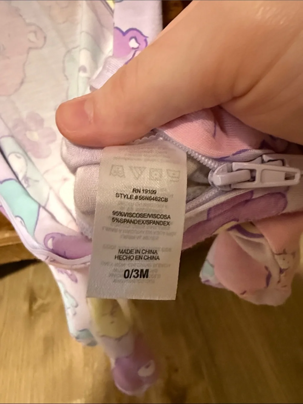 Care Bears Lavender Pastel Bear Print Footed One-Piece